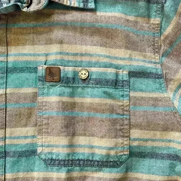 Men's Striped Casual Button Down Shirt - Blue and Brown - Picture 3 of 9